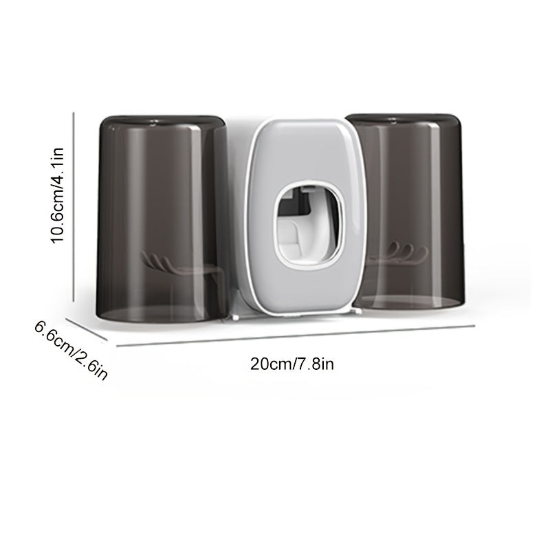 Wall-Mounted Toothbrush Holder with Toothpaste Squeezer and Mouthwash Cup for Bathroom Organization
