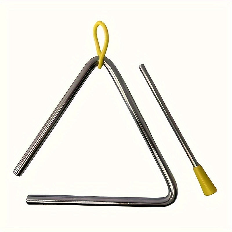 Stainless Steel Triangle Bell for Teaching Music Yellow 1 Piece