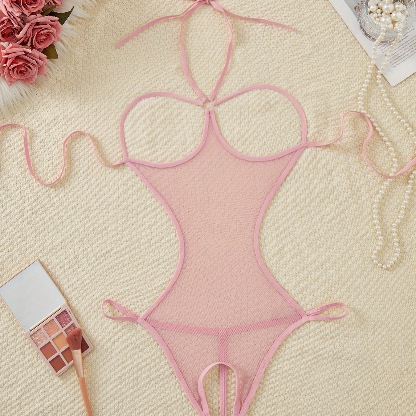 Women's Black Lace Bodysuit for Nightwear and Lingerie