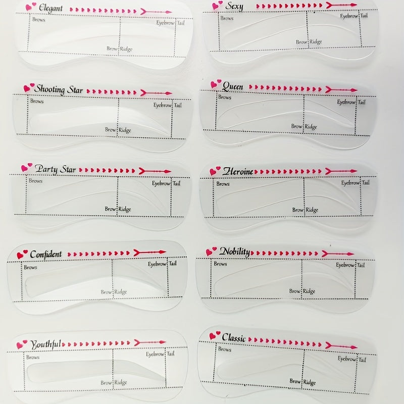 Ayollar uchun qayta ishlatiladigan qosh shablon to'plami 10/24 dona, qosh shaklini va ko'tarishni ta'minlaydi