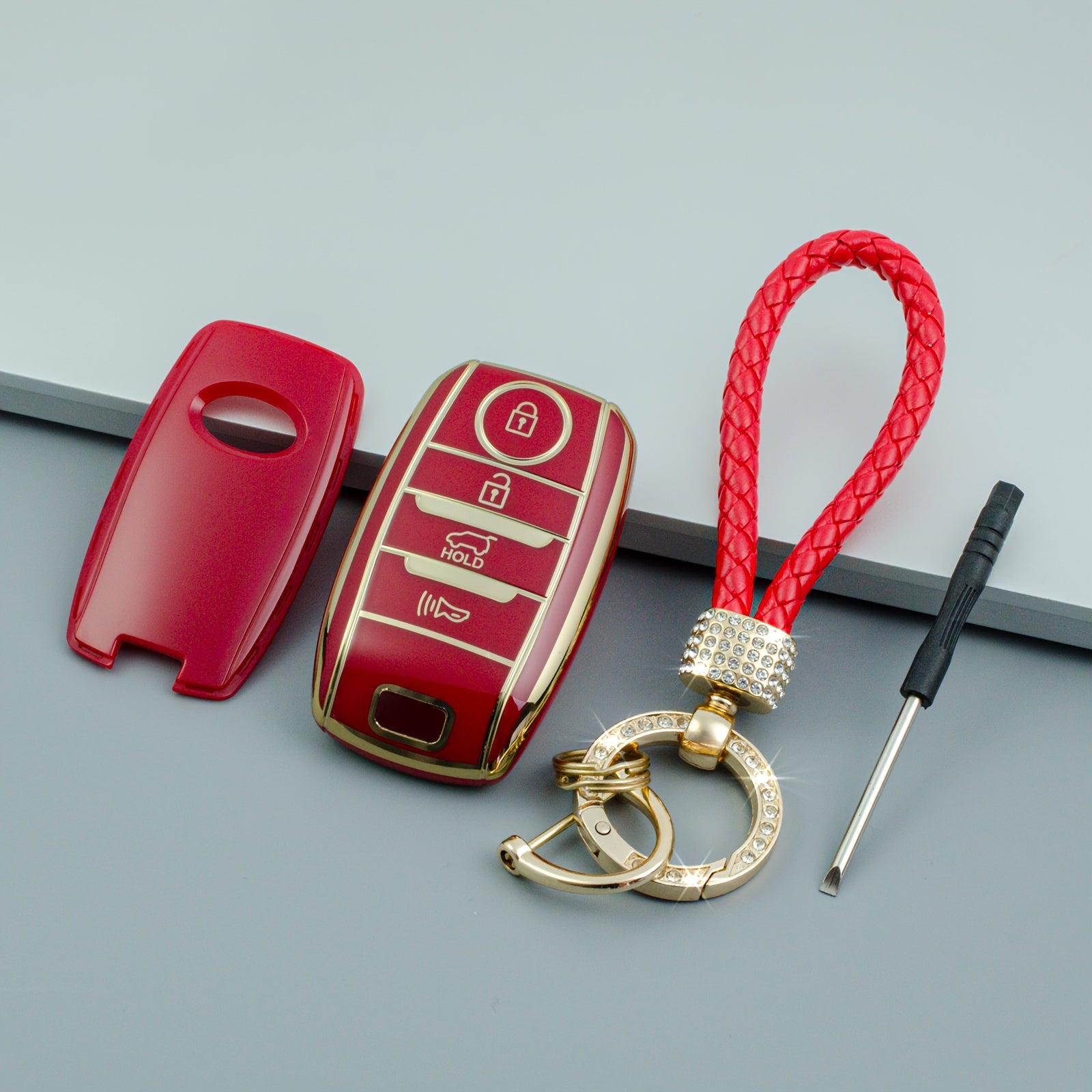 Universal TPU Car Key Case Cover with Keychain for Kia Models