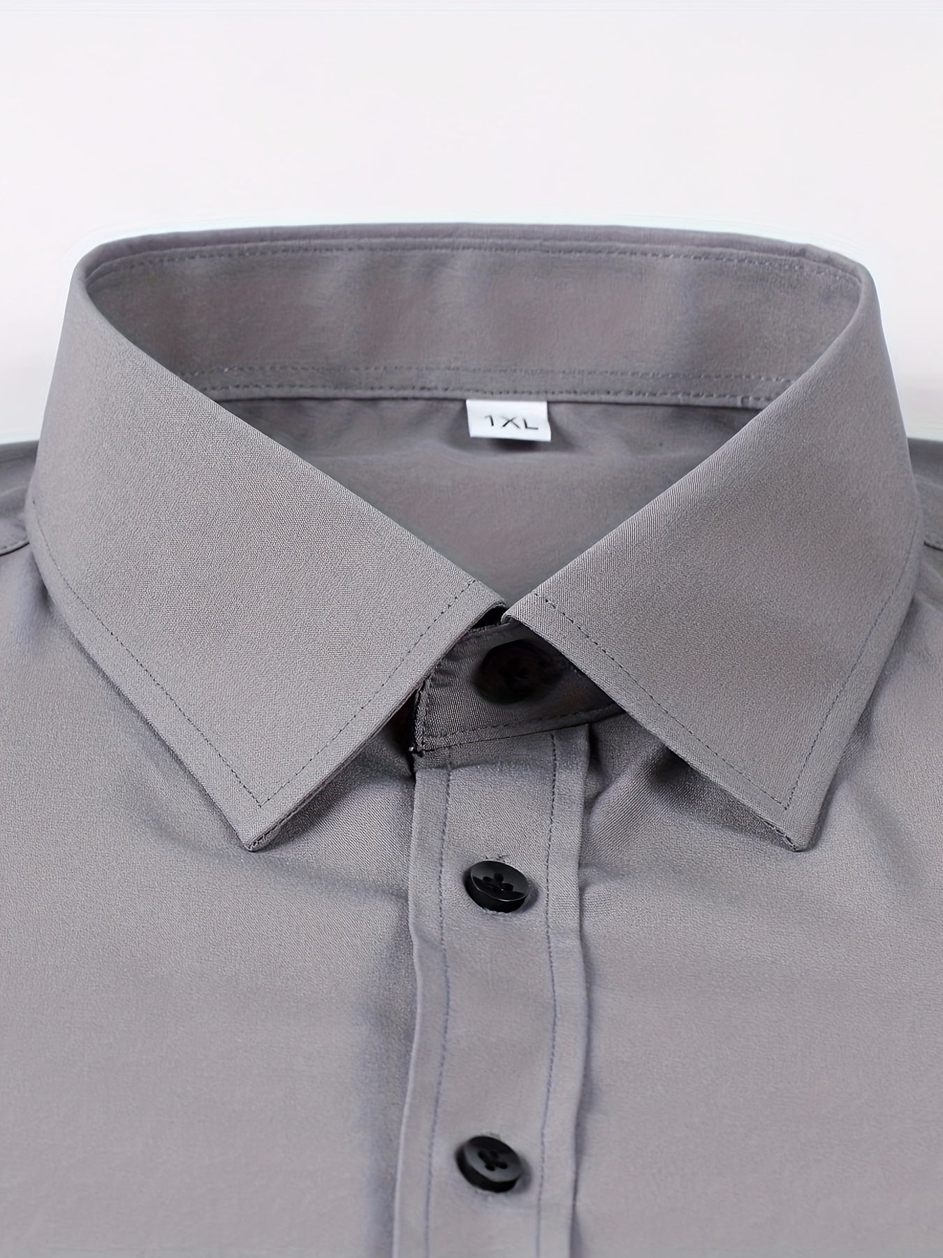 Men's Plus Size Solid Color Dress Shirt with Square Collar Regular Fit All-Season Polyester