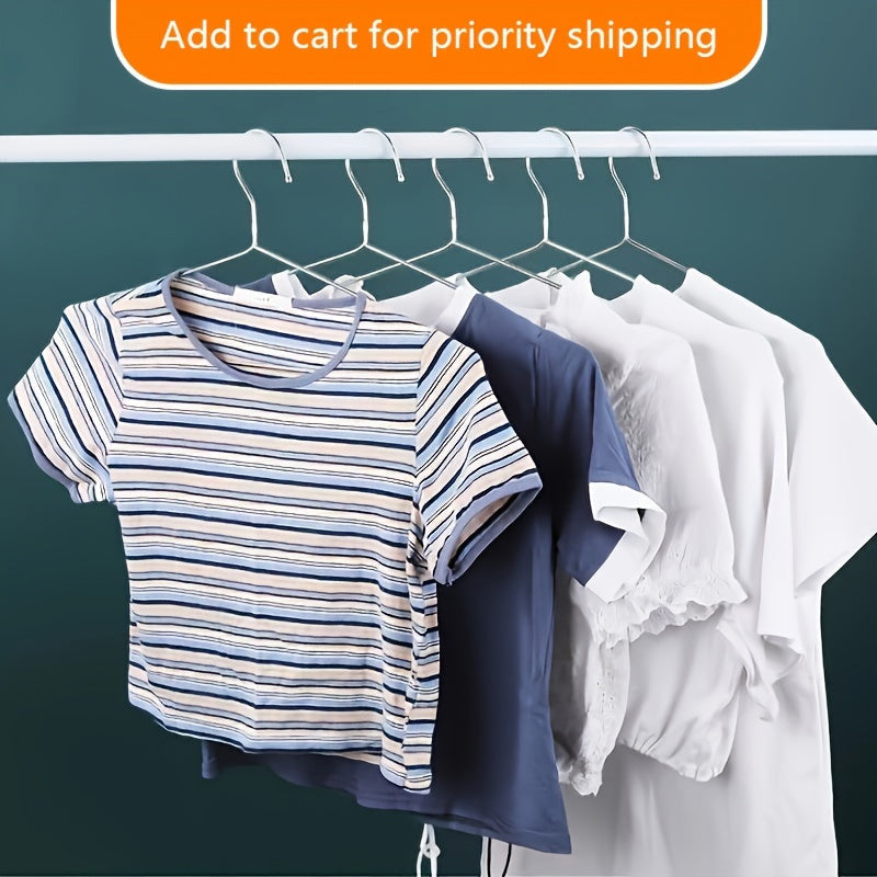 Perchas antideslizantes de acero inoxidable, pack de 10 con muescas para los hombros para ropa