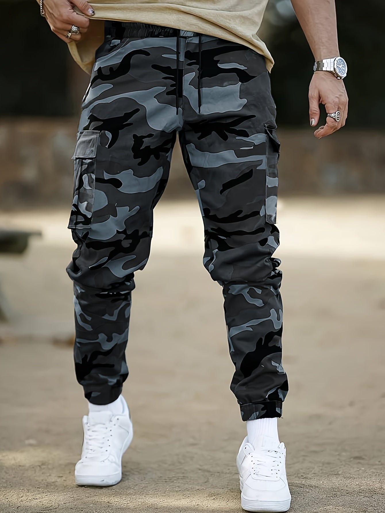 Men's Camouflage Cargo Pants Polyester Casual Outdoor Spring Fall