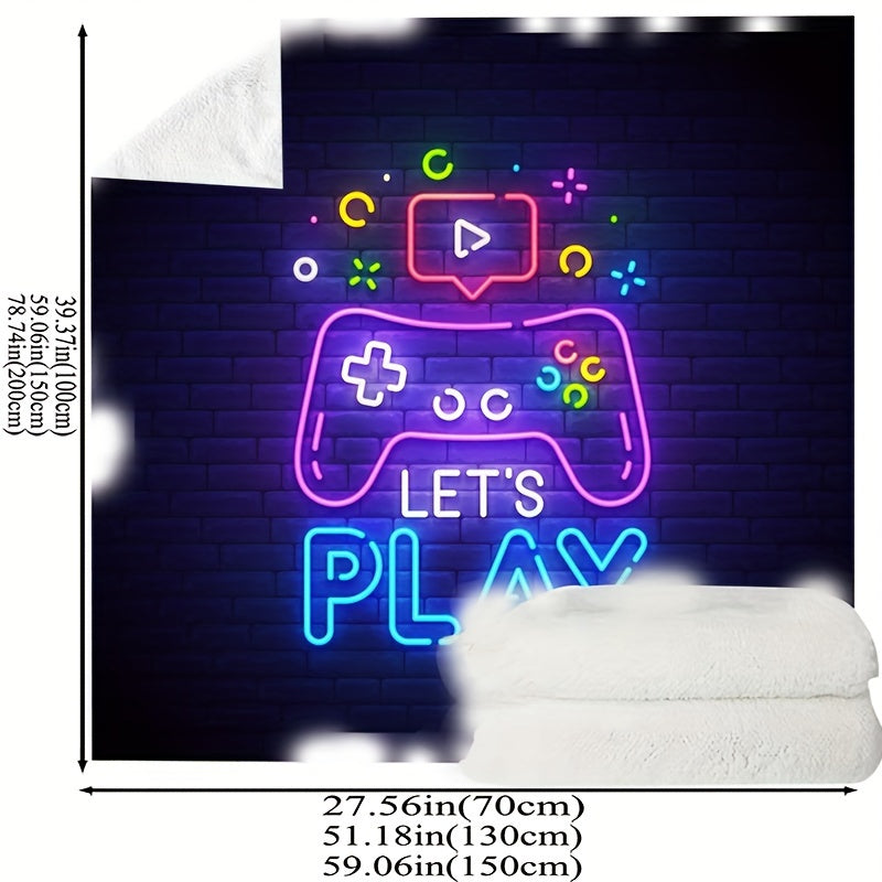 Neon Gamepad Throw Blanket Soft Flannel for Boys Teens Adults Bedding Gift