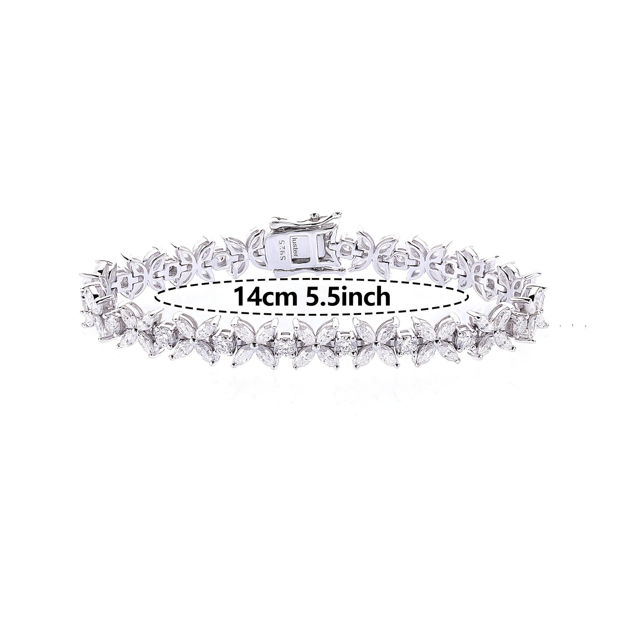 Silver Butterfly Bracelet with Moissanite Stones 2MM Plated in Platinum