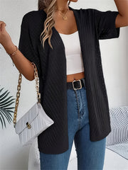 Plus o'lcham ayollar uchun krochet kardigan yengil nafas oladigan qisqa yengli bir rangli bahor yoz