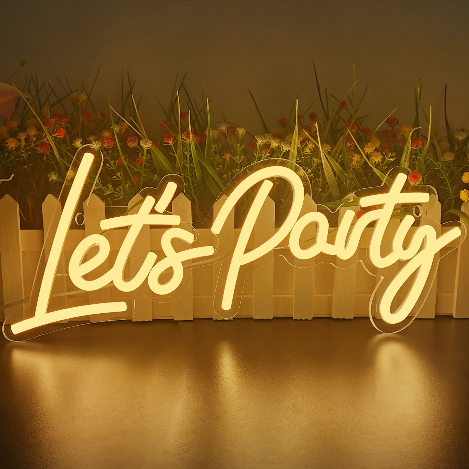 Neon Let's Party Sign for Festive Wall Decor USB Powered for Weddings and Parties