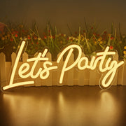 Neon Let's Party Sign for Festive Wall Decor USB Powered for Weddings and Parties