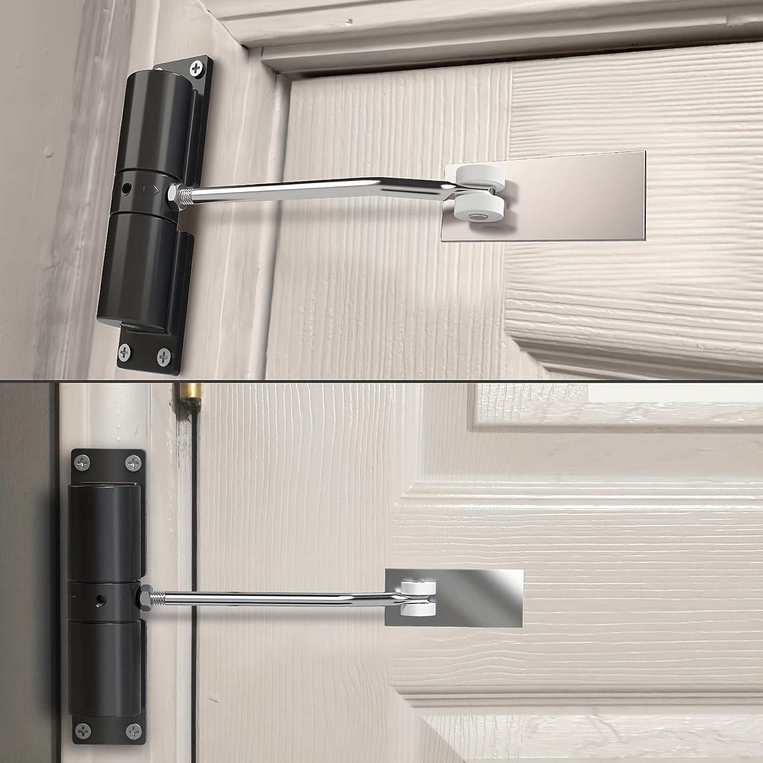 Stainless Steel Automatic Door Closer Black Surface Mounted with Adjustable Strength and Touch Remote Control