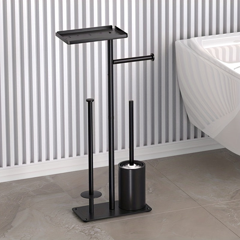 Настенный держатель для туалетной бумаги с полкой для хранения и местом для щетки — компактный органайзер для ванной