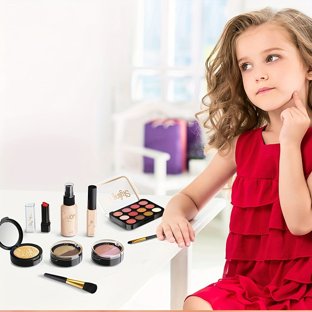 Children's Pretend Makeup Set 10pcs with Mirror Eye Shadow Lipstick for Girls