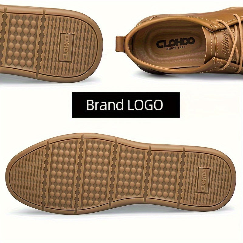 Men's Casual Sneakers Brown Black Low Top Rubber Sole PU Comfortable All-Season