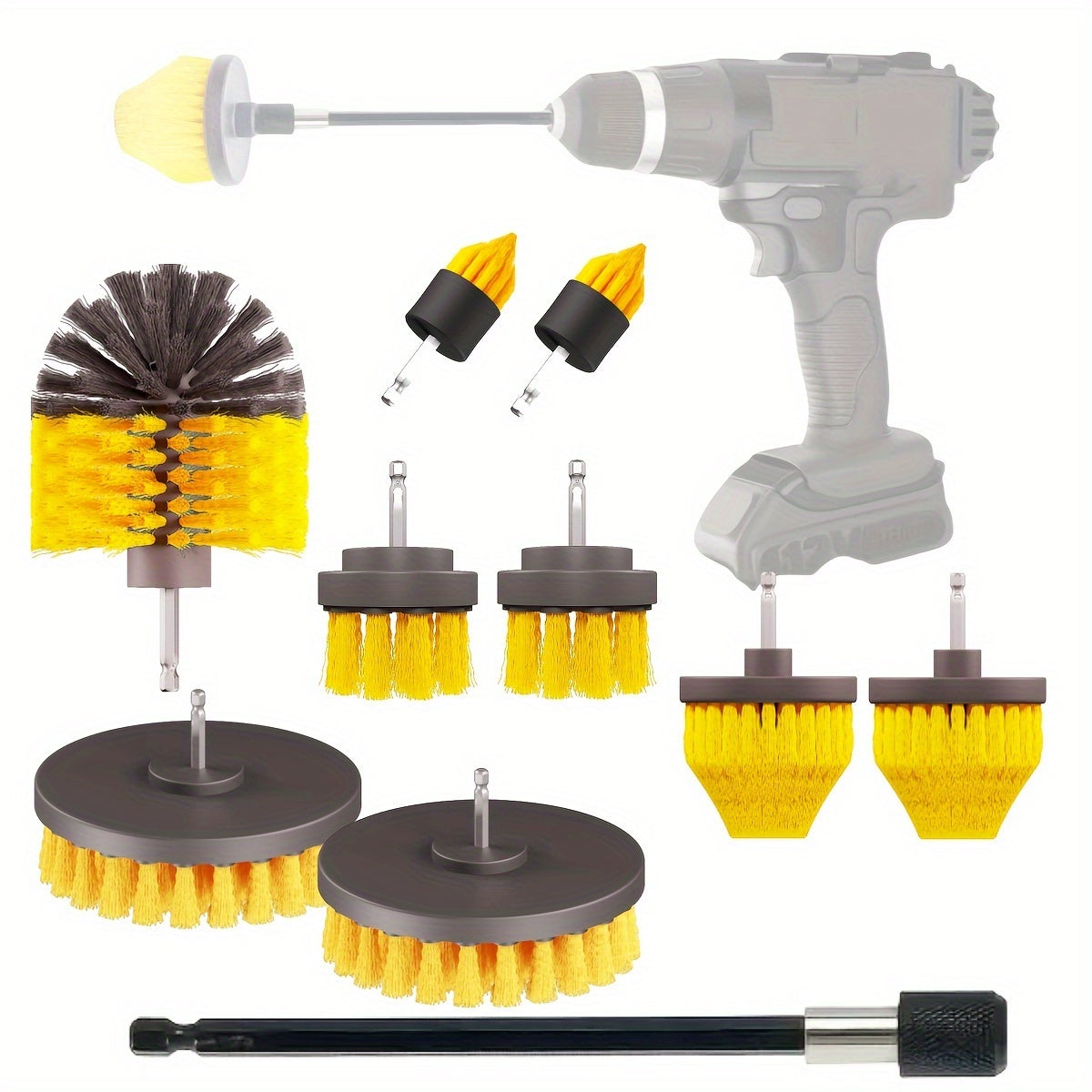 Drill Brush Attachments to Cleaning Pads bilan 3, 8, 10, 13 yoki 16 ta to'plamda oling. Ushbu Ko'p Maqsadli Elektr Tozalovchi hammomda, pol, plitkalar, fugalar va avtomobilni tozalashda foydalanish uchun mukammaldir.