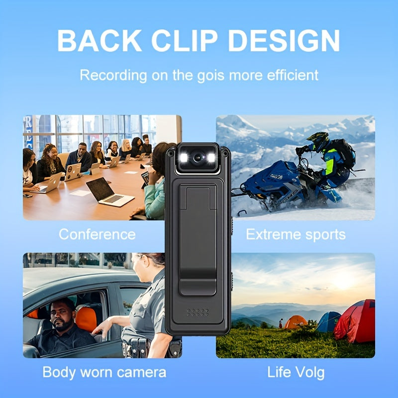 1080p kiyiladigan harakat kamerasi, 180° buriladigan linza bilan, kechqurun ko‘rish, USB bilan quvvatlanadigan, portativ, sport va ochiq havoda faoliyatlar uchun