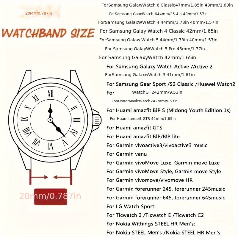 Faux Leather Watch Strap with Foldable Clasp for Galaxy, Huawei, Amazfit Smartwatches