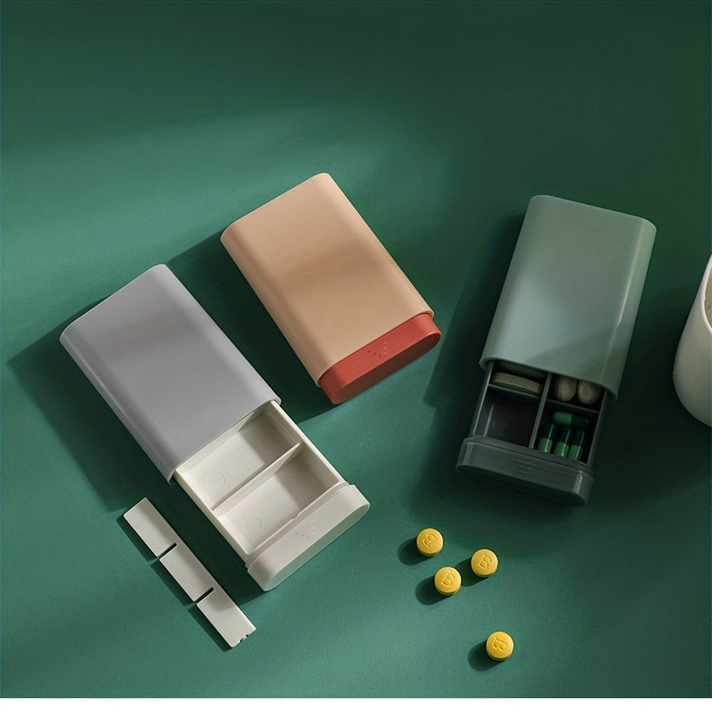 Universal Compact 6-Day Pill Organizer in Beige Gray Green Portable Travel