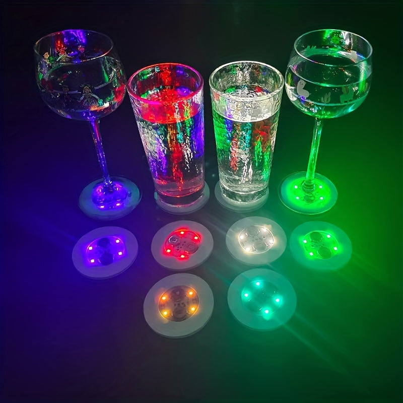 LED Coaster Stickers Sets of 1 5 or 10 for Drinking Glasses Wine Bottles Party Decor