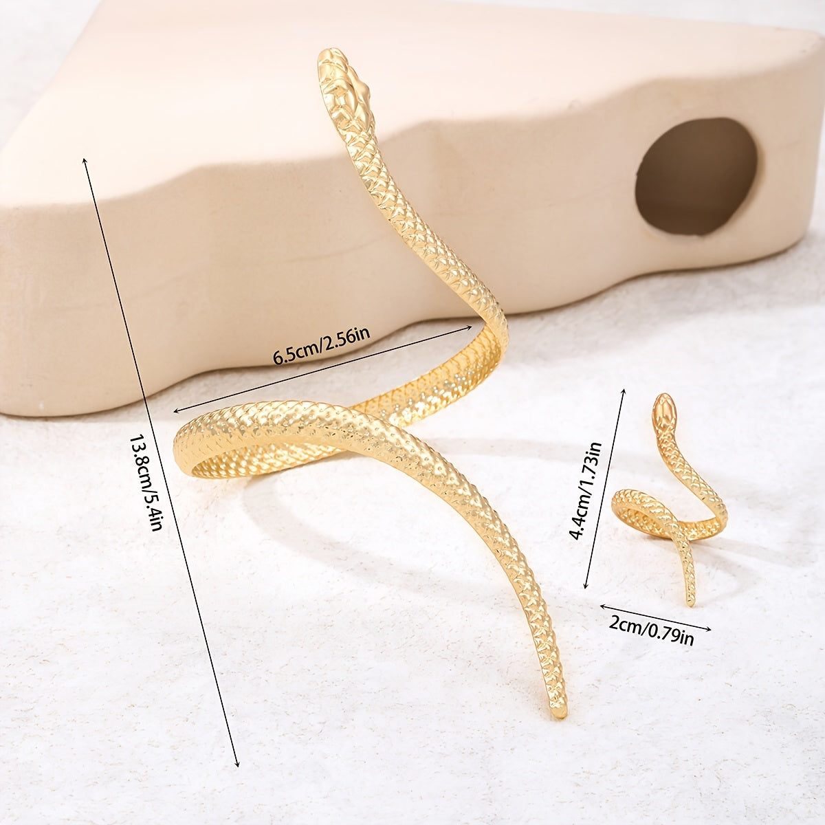 Винтажный панк браслет и кольцо в форме змеи, закрученный открытый браслет, стиль хип-хоп ретро, идеален для повседневной носки и вечеринок, материал - железо