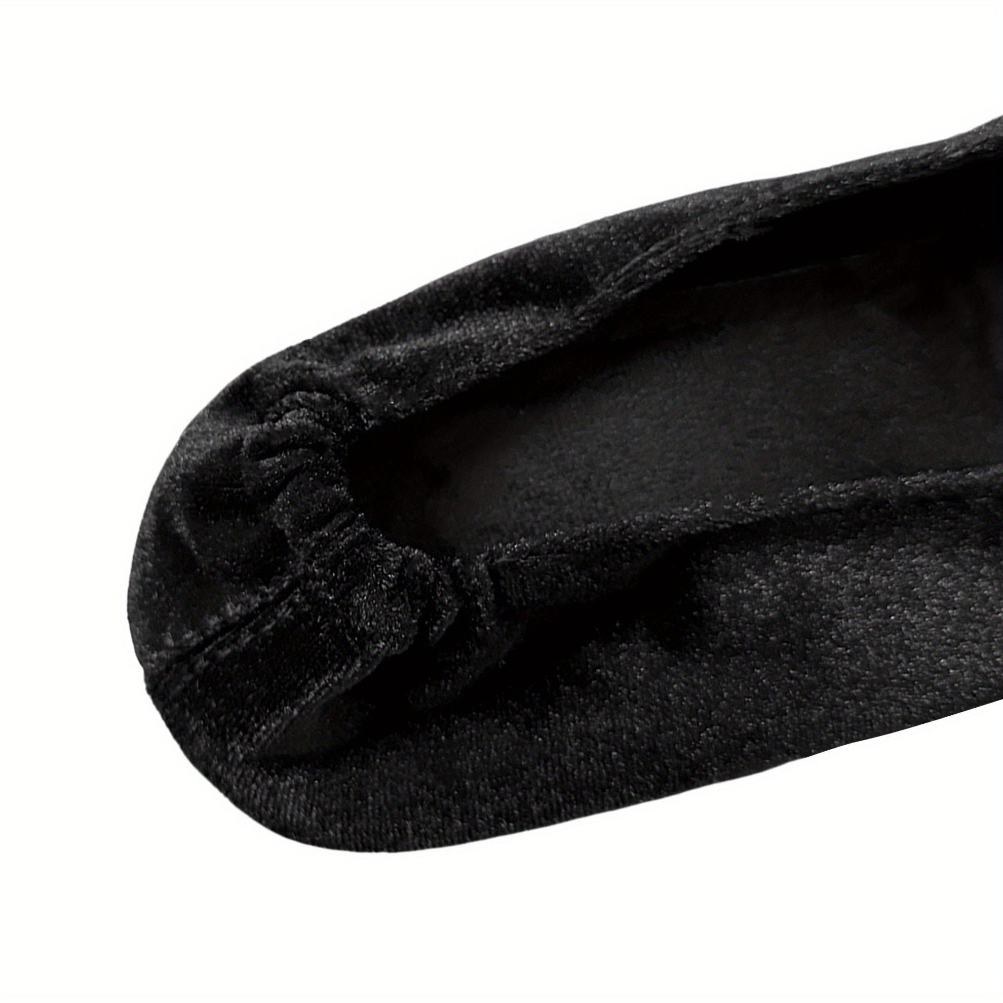 Women's Lightweight Slip-On Ballet Flats with Bowknot Black Fabric