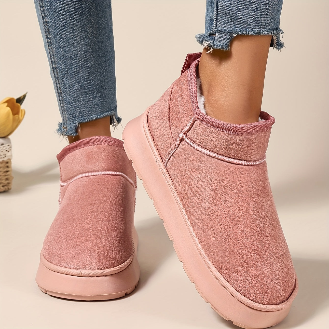 Women's Faux Fur Lined Ankle Boots - Slip-On, Thick EVA Sole, 5 Colors