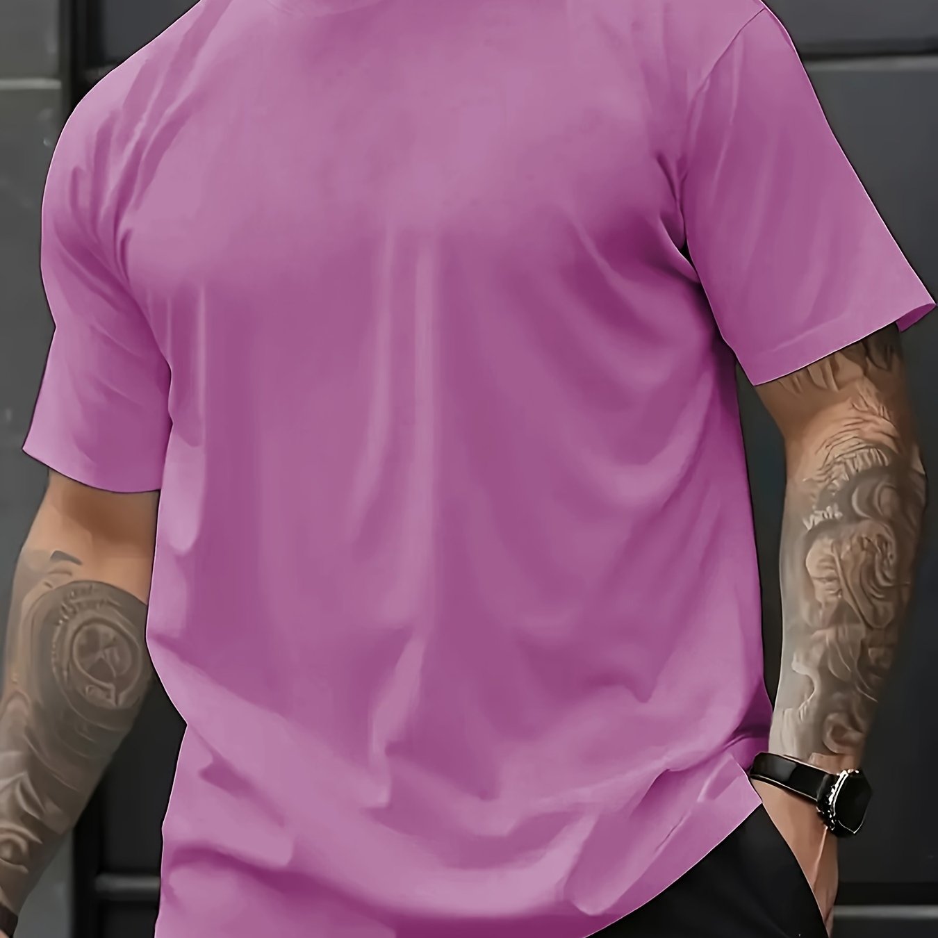 Men's Casual T-Shirt Large Size Short Sleeve Polyester Breathable Comfortable