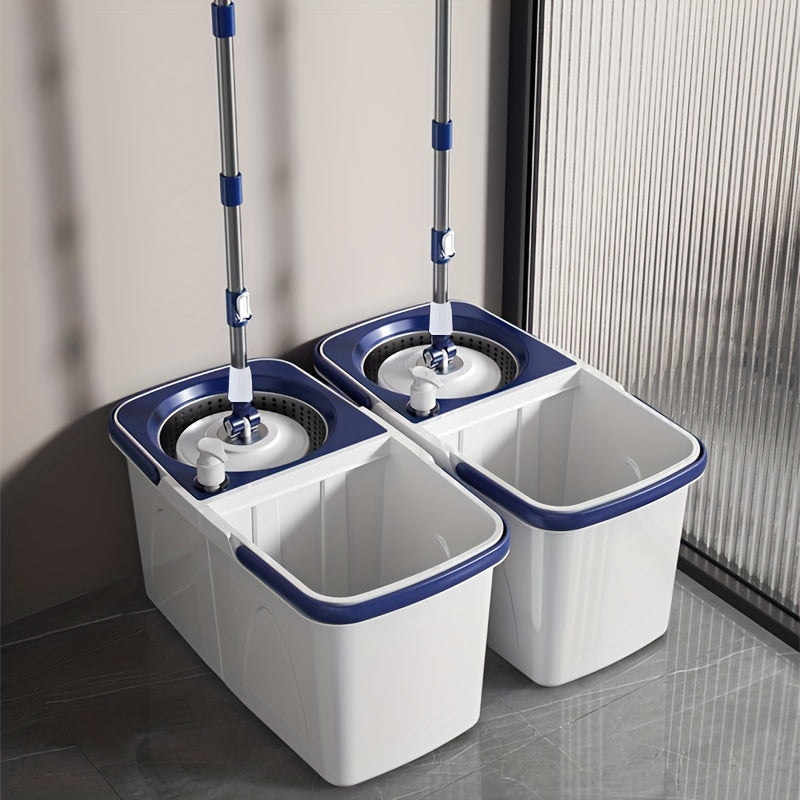 Self-Wringing Spin Mop and Bucket Set with Reusable Pads for Hardwood and Tile Floors