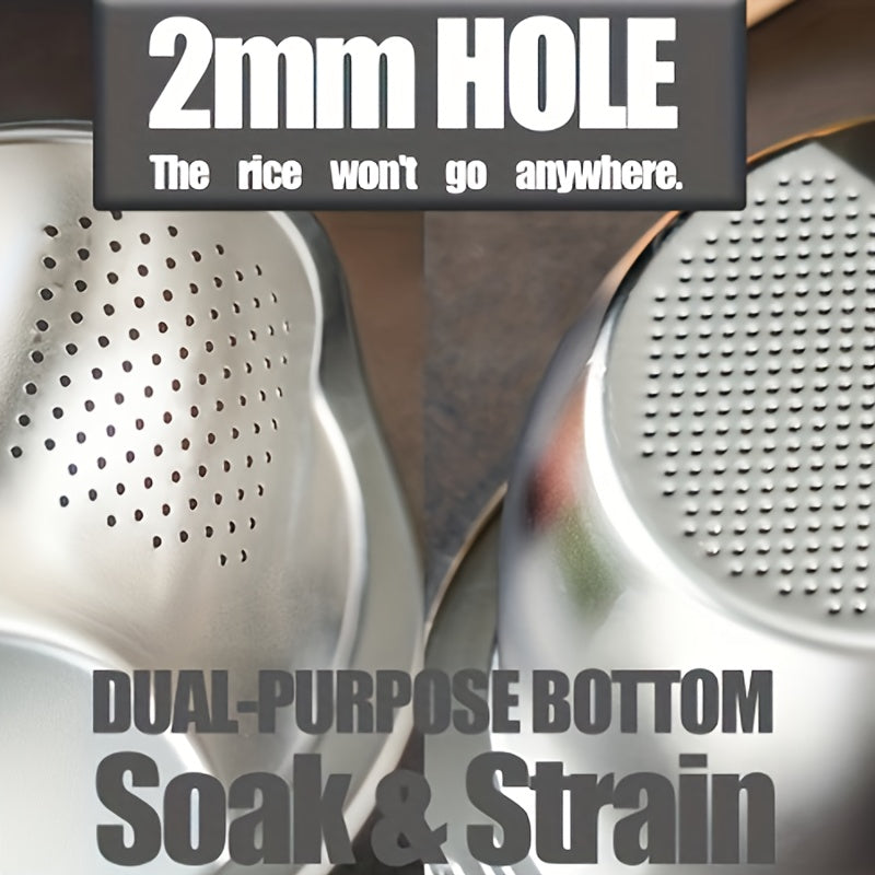 Stainless Steel Rice Washing Basket with Drainage, Golden and Silver, Multi-Functional Kitchen Tool
