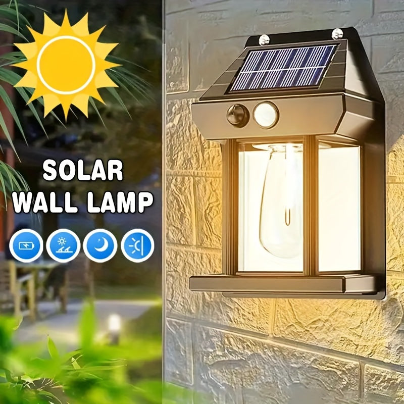 Solar Powered Wall Light with Motion Sensor and Adjustable Modes