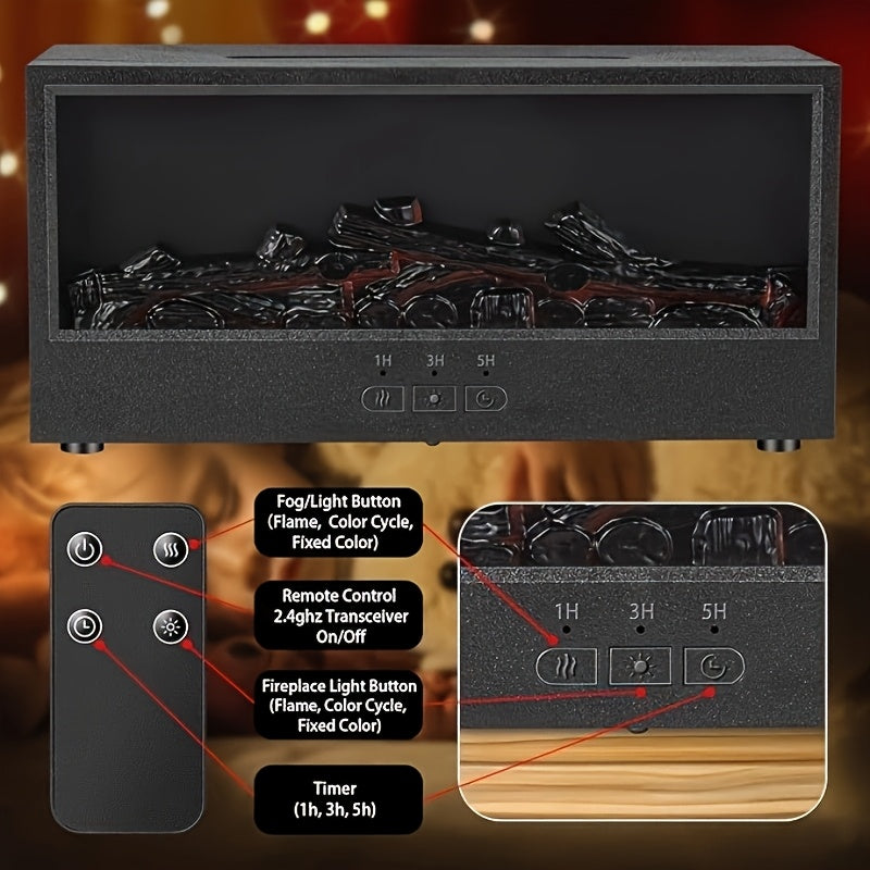 Oq va qora stol usti namlagich, olov rangidagi variantlar va aromaterapiya bilan