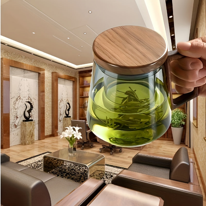 High Borosilicate Glass Tea Cup with Smoke Gray Floral Design for Brewing and Drinking