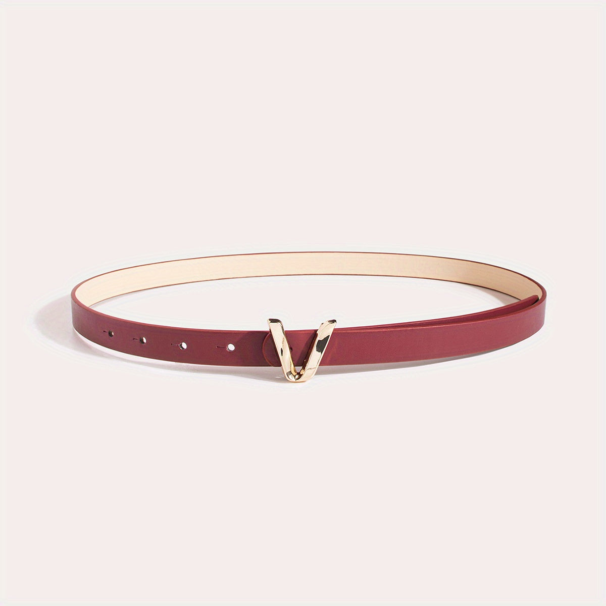 Women's Gold Belt with V-Shaped Buckle Minimalist Fashion Accessory