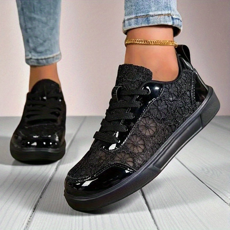 Women Lace Sneakers Breathable Fabric Floral Pattern Casual Comfortable Shoes
