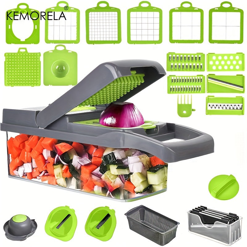 22-in-1 Vegetable Chopper and Fruit Slicer with Stainless Steel Blades