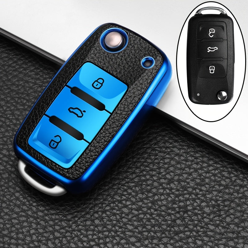 Universal TPU Car Key Cover Fob Shell for Vehicles with Keychain Protection