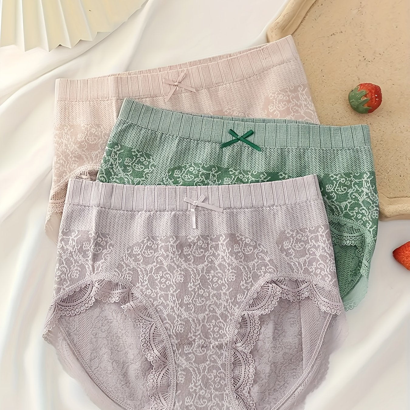 3 juft qulay va nafas oladigan qirrali lace ichki kiyim, ayollar uchun ichki kiyim va ichki kiyim.