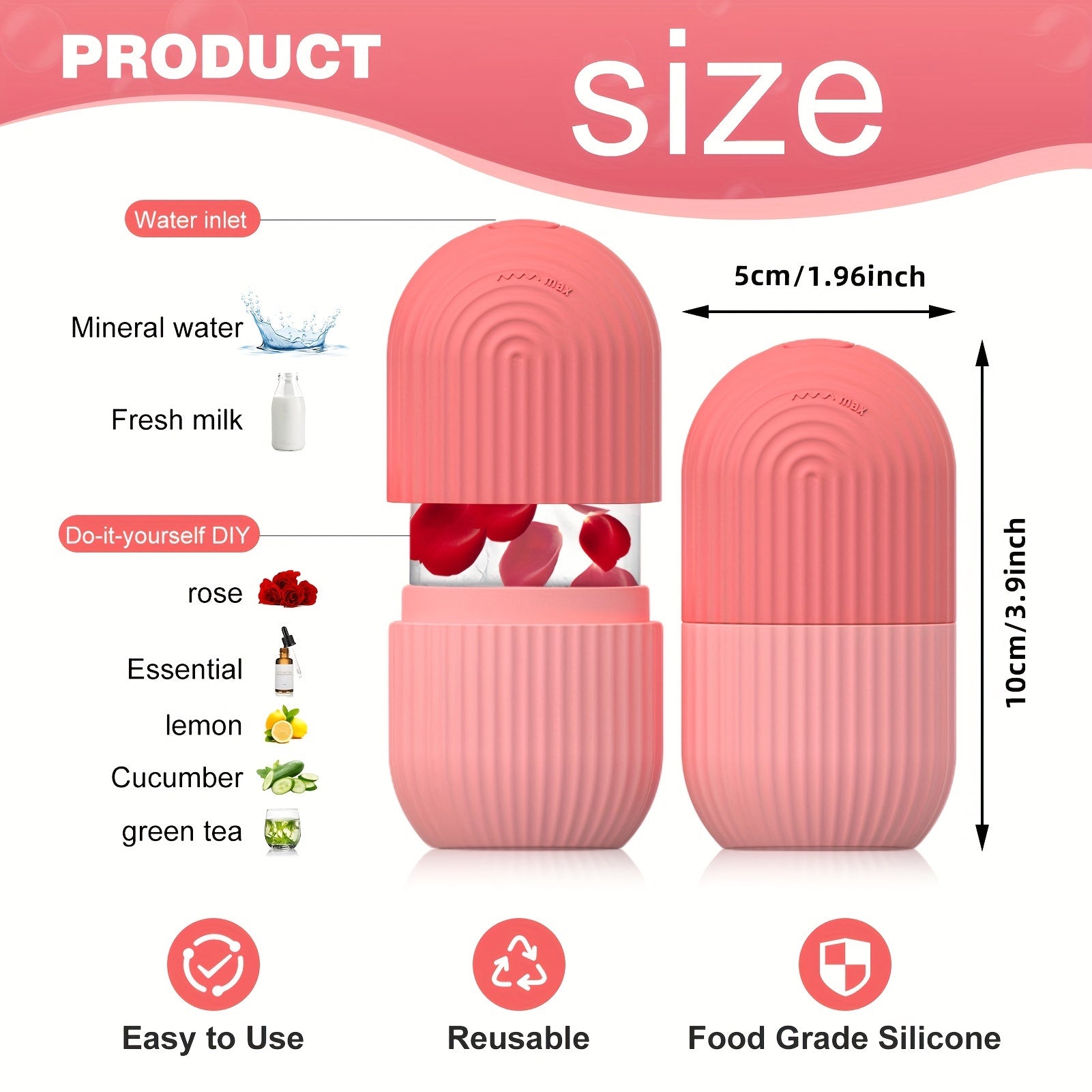 Unisex Silicone Ice Roller for Face Cooling Gel Core Puffiness Reduction Beige