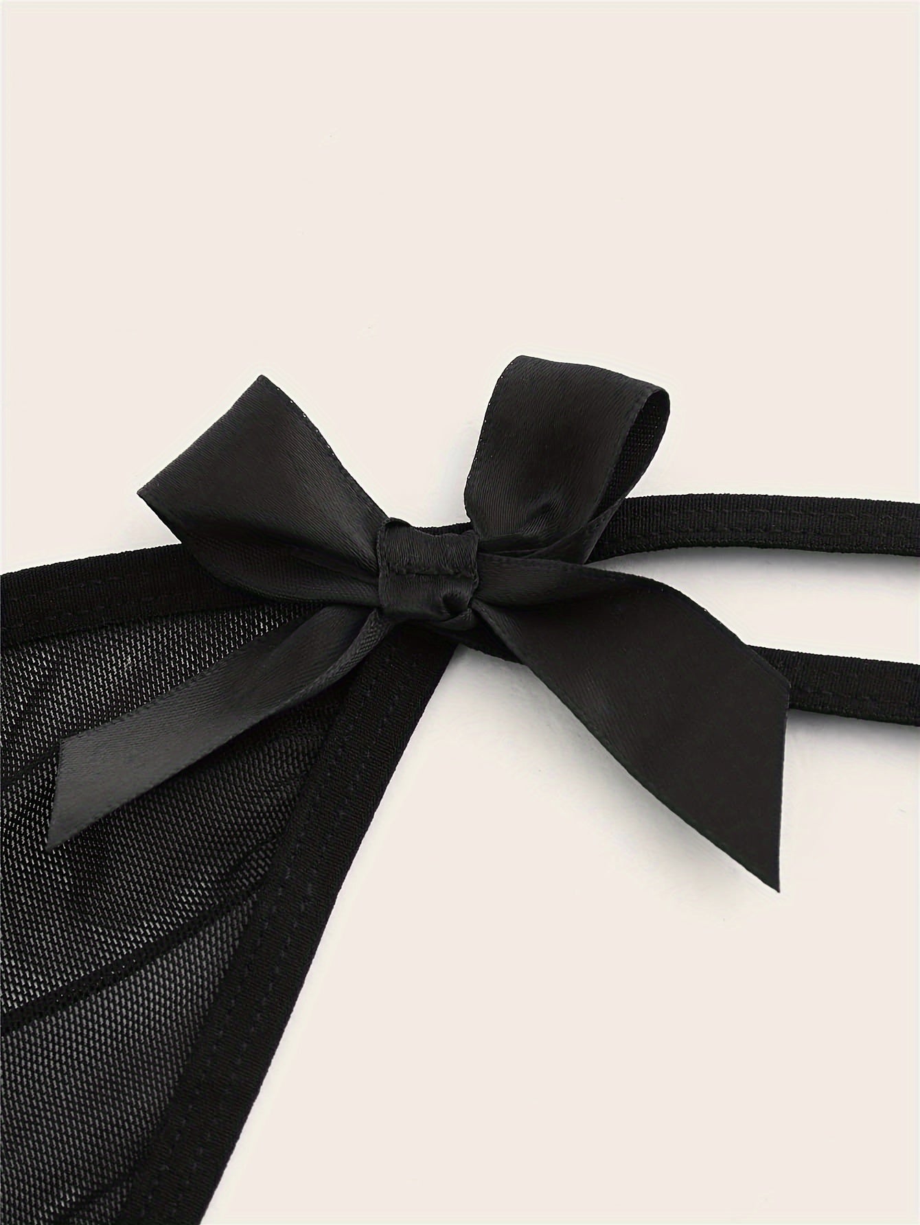 Women's Black Lace Triangle Underwear with Bow Detail
