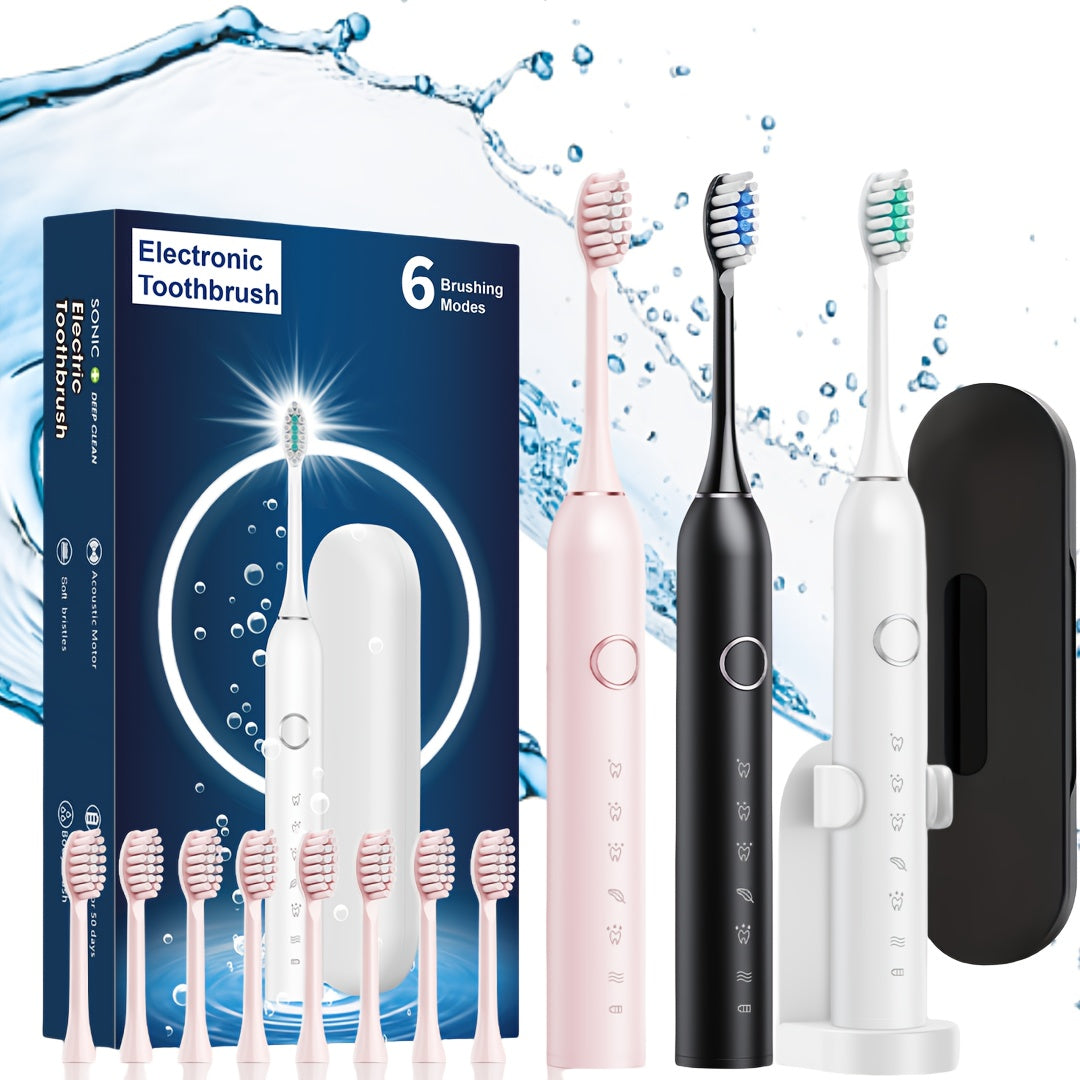 Portable Sonic Electric Toothbrush with 6 Modes, USB Rechargeable, Travel Use