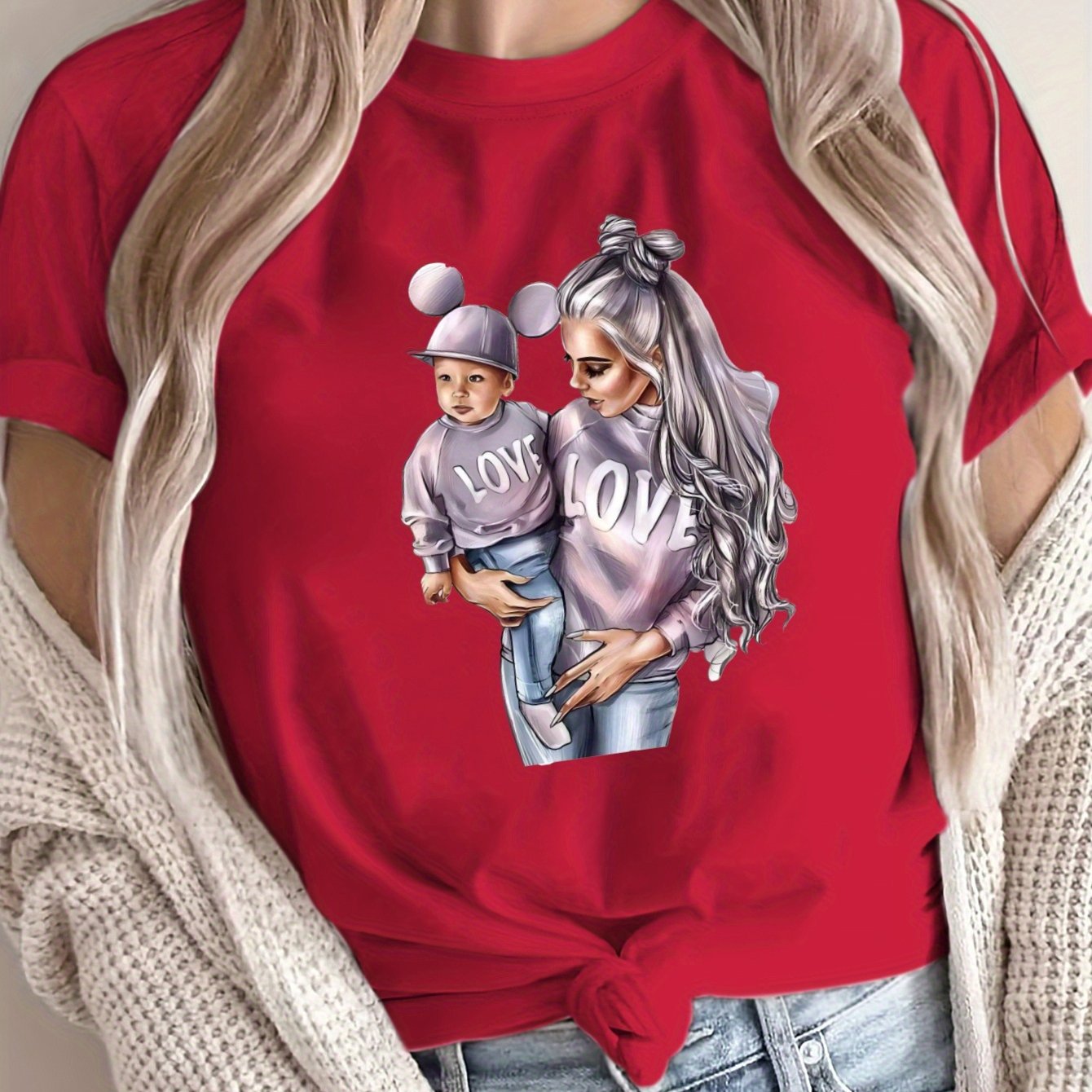 Camiseta suelta de gran tamaño para mujer, algodón transpirable, manga corta casual