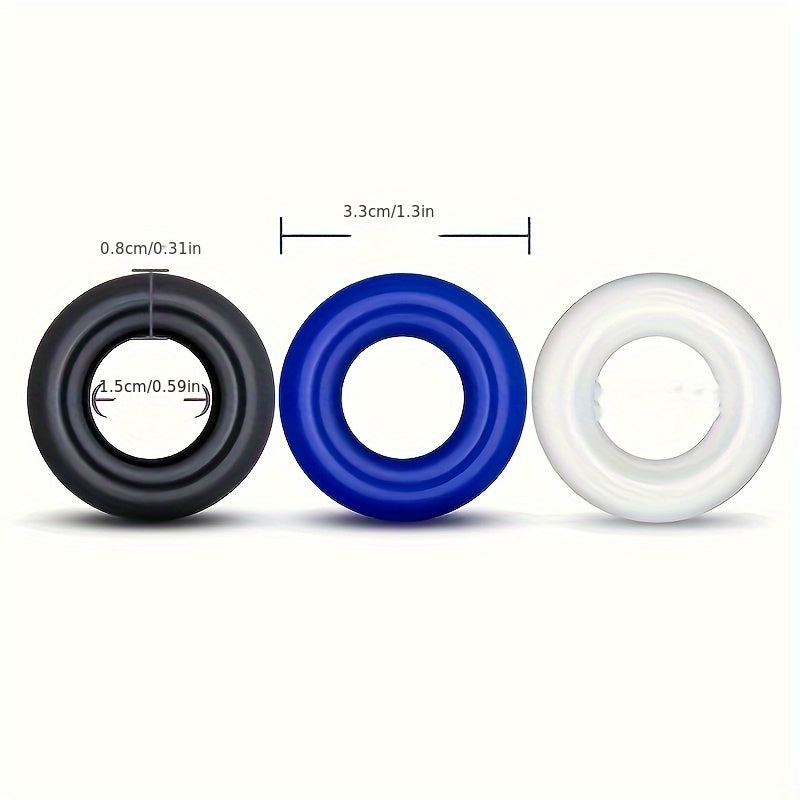 Men Silikon Penis Cock Ringlari, Skrotal Bog'lam va Taqilchoq Uzaytirgich bilan, Ko'k va Qora