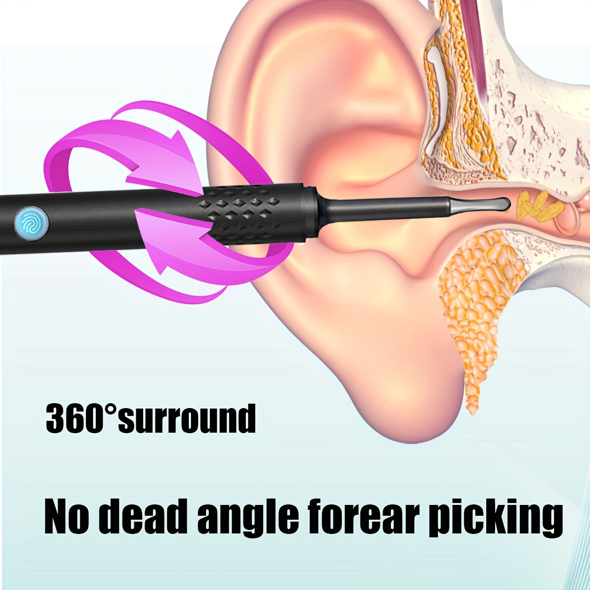 Набор для удаления ушной серы с камерой и лампой, перезаряжаемый через USB