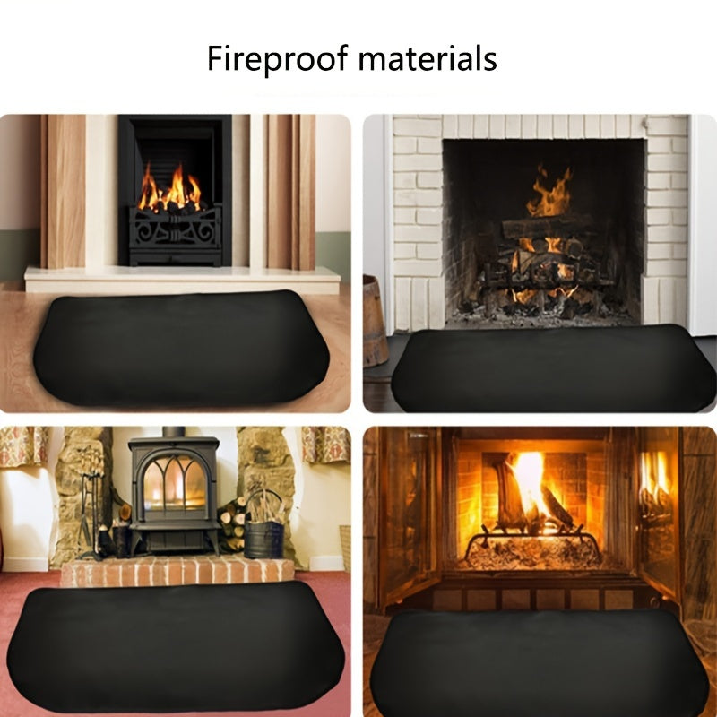 Fireplace Mat Heat-Resistant Double-Layer Glass Fiber Silicone Large Rounded Corner Safety Tool