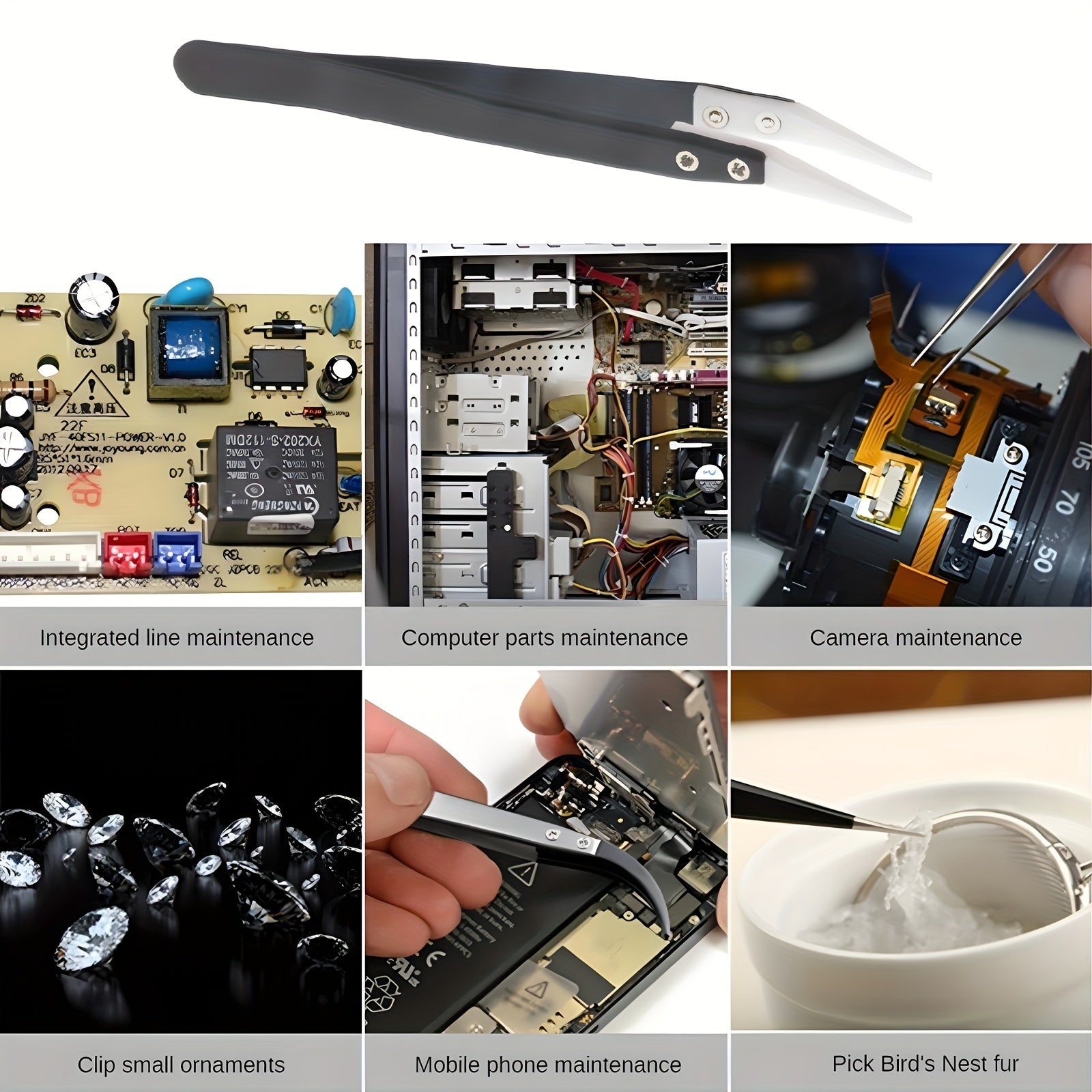 Pinzas de soldadura de cerámica para electrónica, resistentes a altas temperaturas, antiestáticas, aisladas, rectas y curvas