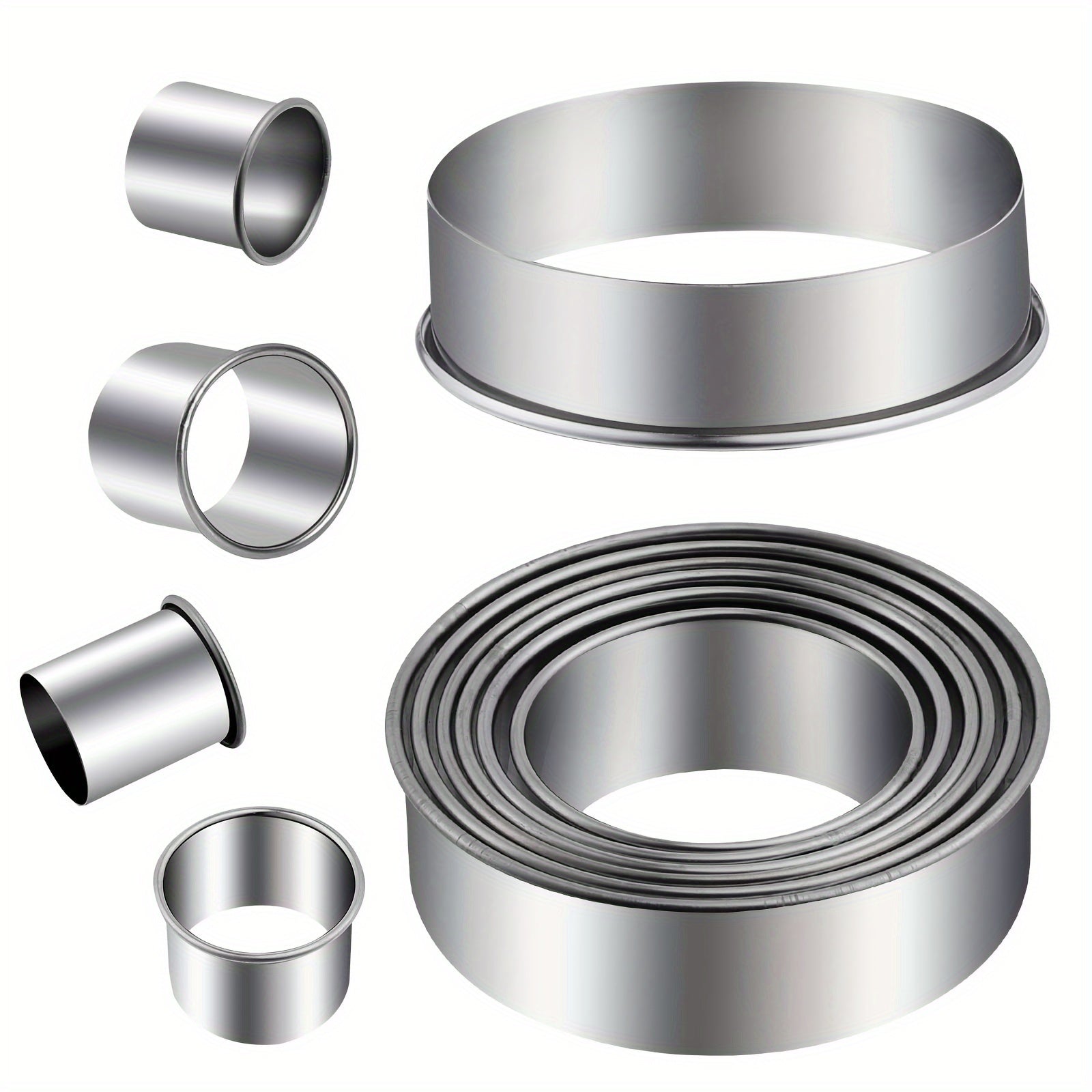 Набор из 12 круглых форм для печенья из нержавеющей стали для выпечки пирогов и бисквитов