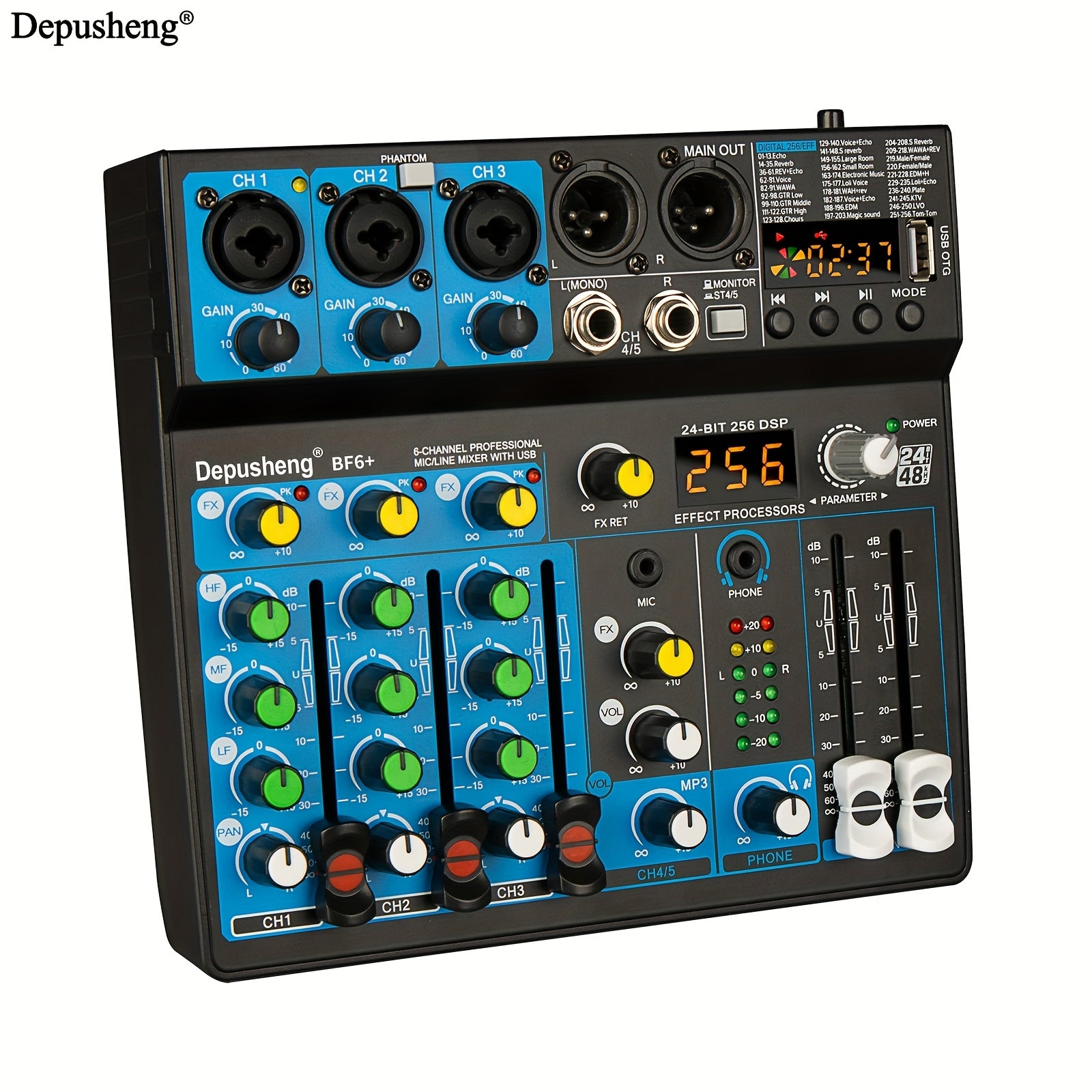 6 Channel DJ Mixer with USB MP3 Input for Podcasts Studio Recordings Gaming and Ambient Sound