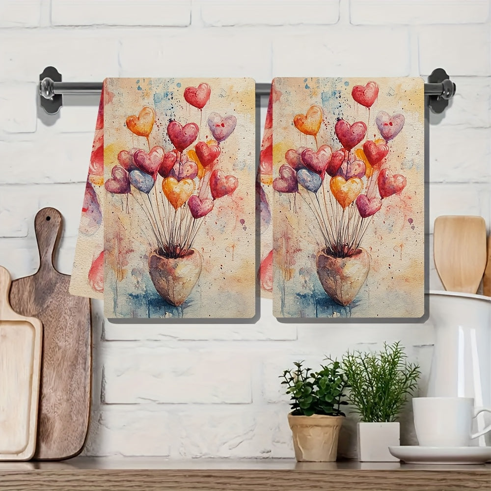 Valentine's Day mavzusidagi 2 dona ultra yumshoq oshxona sochiqlari, bayram bezaklari uchun yuqori singdiruvchi. Mashinada yuvish mumkin va o'lchami 16x24 dyuym. Mahsulot kodi: 2KYSYS1217664.