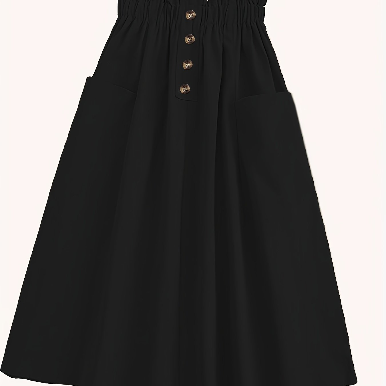 Women's Plus Size Pleated Skirt with Pockets Polyester Solid Color