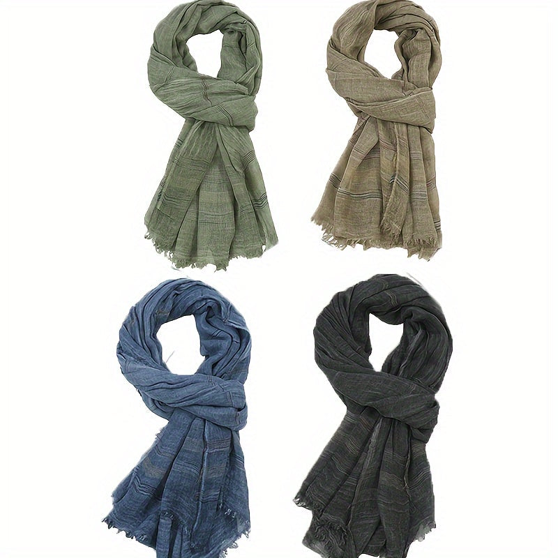 Men's Stylish Striped Scarf Made with 100% Rayon for All Seasons European Design