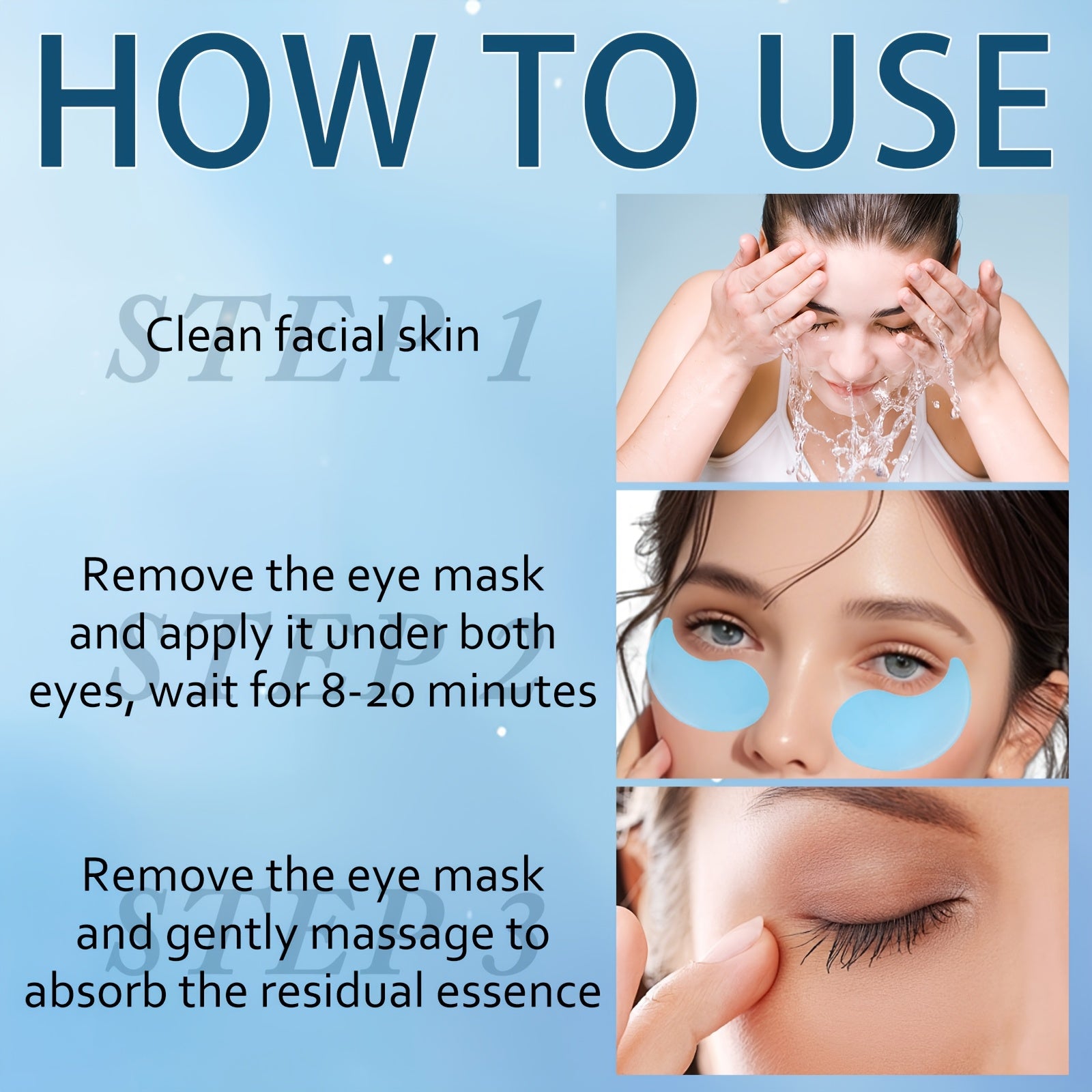 60 dona Kollagen Retinol Ko'z Maskalari chuqur namlik uchun, qattiqlashtirish, barcha teri turlari uchun